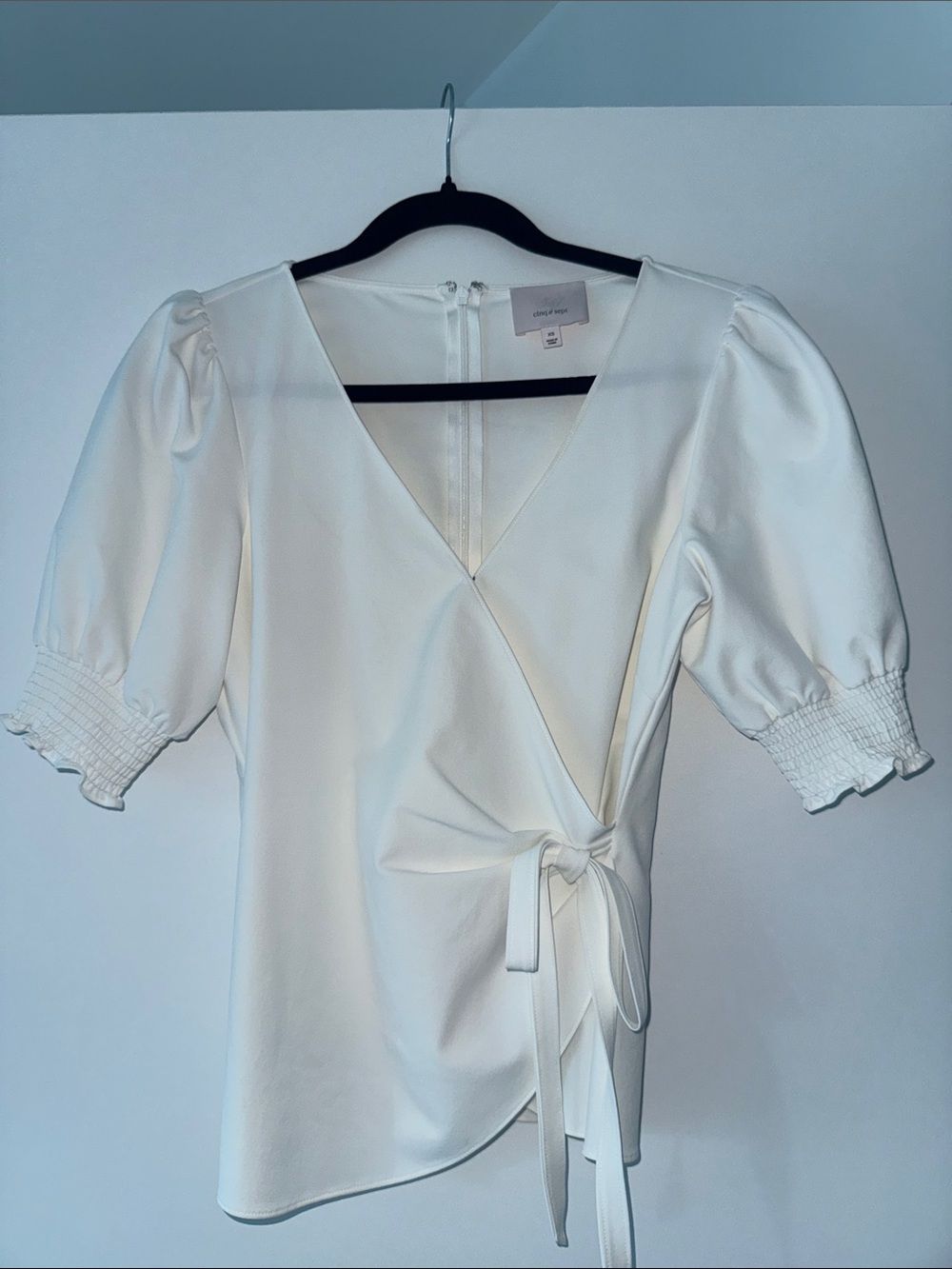 cinq a sept Ivory Wrap Blouse with Side Tie